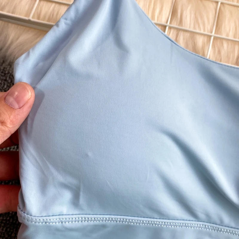 Description Picture 6 of itemNew Summer Ice Silk Vest Top Women Sexy Built In Bra Off Shoulder Sleeveless Camisole Underwear Crop Tops Sports Spaghetti Strap