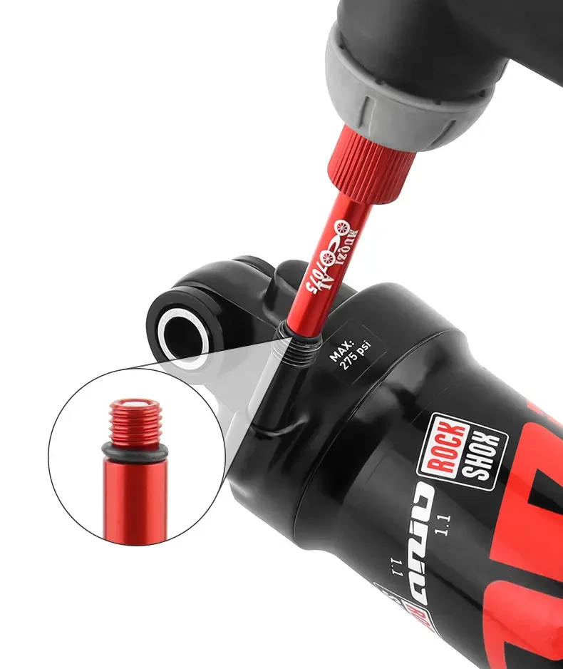 Description Picture 6 of itemMUQZI MTB Bike Rear Shock Absorber Valve Core Adapter Suspension Parts  Repair Tools Anti-Leakage Aluminum Alloy Converter