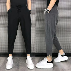 Men Harem Pants Casual Korean Slim Wild Vintage Loose Fashion Youth Trousers Spring Men's Clothing Gray Black Sweatpant Z269