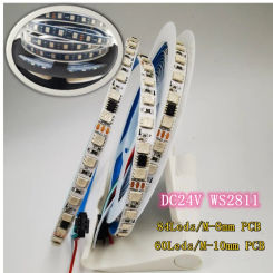 24V WS2811 RGB Led Strip Light 5050 Pixel Addressable 60 84 LEDs/M External 1 IC Control 6 Leds Tape Lamp IP30/IP65/IP67 5bon 5M