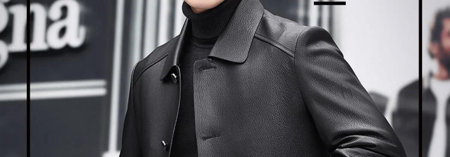 Description Picture 5 of itemGenuine Leather Jacket Men Pure Goatskin Deer Pattern Lapel Jackets Autumn New Natural Leather Clothes Thin Casual Men's Coat FC