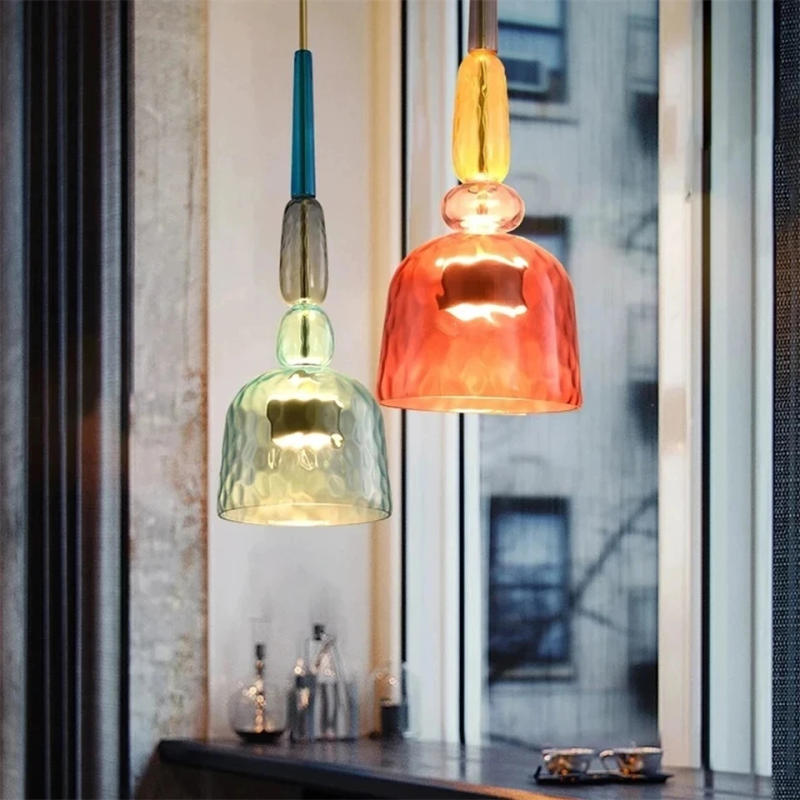 Description Picture 2 of itemDropshipping Candy Ceiling Pendant Lamp Nordic Glass Pendant Lights LED Lamp Living Dining Room Home Decor Hanging Light Fixture