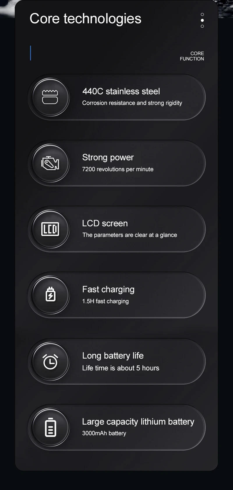 Description Picture 3 of itemProfessional Barber Men Electric Hair Trimmer 3000mAh Rechargeable Hair Clipper Adjustable Trimming Length Cordless Beard Shaver