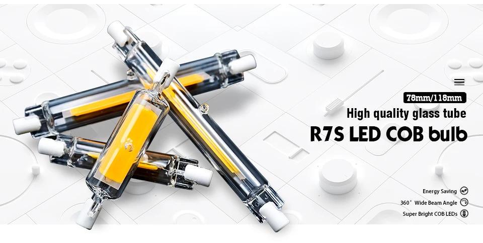 Description Picture 2 of itemR7S LED 78mm J78 118mm J118 Light Bulb 5W 10W 20W COB Glass Lampada R7s Tube AC 110V 220V Energy Saving Replace Halogen Light