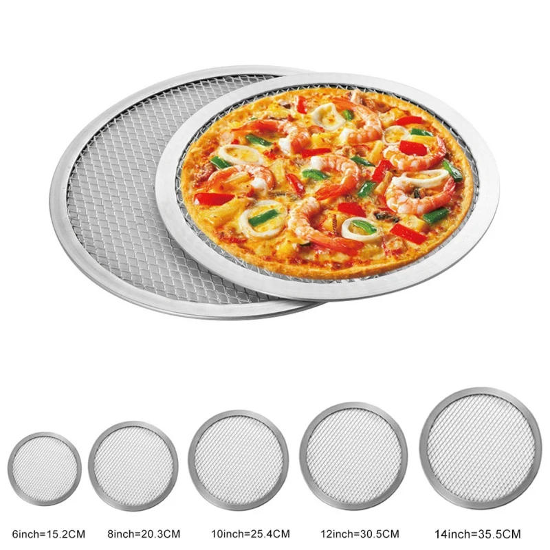Description Picture 2 of itemAluminum Thickened Pizza Baking Pan Mesh Kitchen Pizza Tool Screen Fitting Baking Mould Accessories