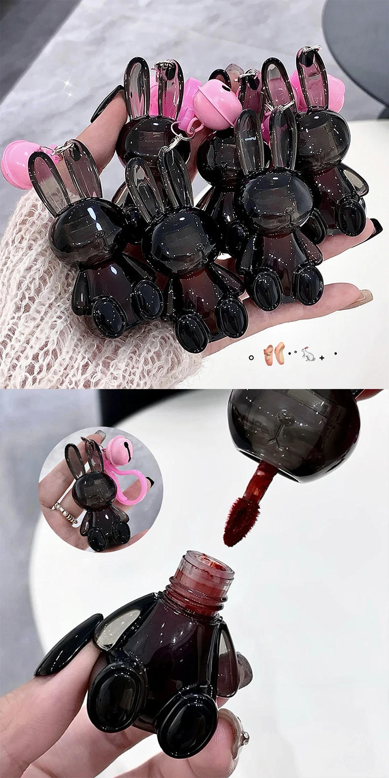 Description Picture 4 of itemBlack Rabbit Water Gloss Lip Glaze Mirror Moisturizing Plump Lips Tinted Not Easy To Stick To The Cup Liquid Long-Lasting Makeup