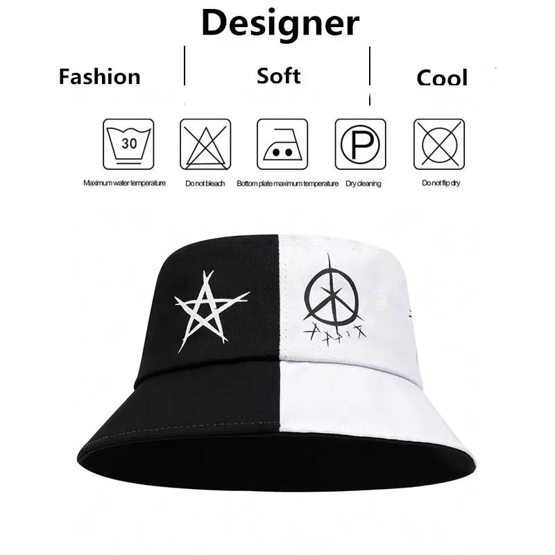 Description Picture 3 of itemUnisex Double Sided Wearable Eye Graffiti Print Personality Bucket Hats Fishermen Caps Outdoor Casual Cap Sunscreen Hat
