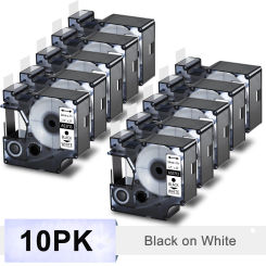 10PK 24mm D1 Standard Tape Labels Compatible for Dymo 53713 LabelWriter 450 Duo Printers Black on White Laminated Labels Tape