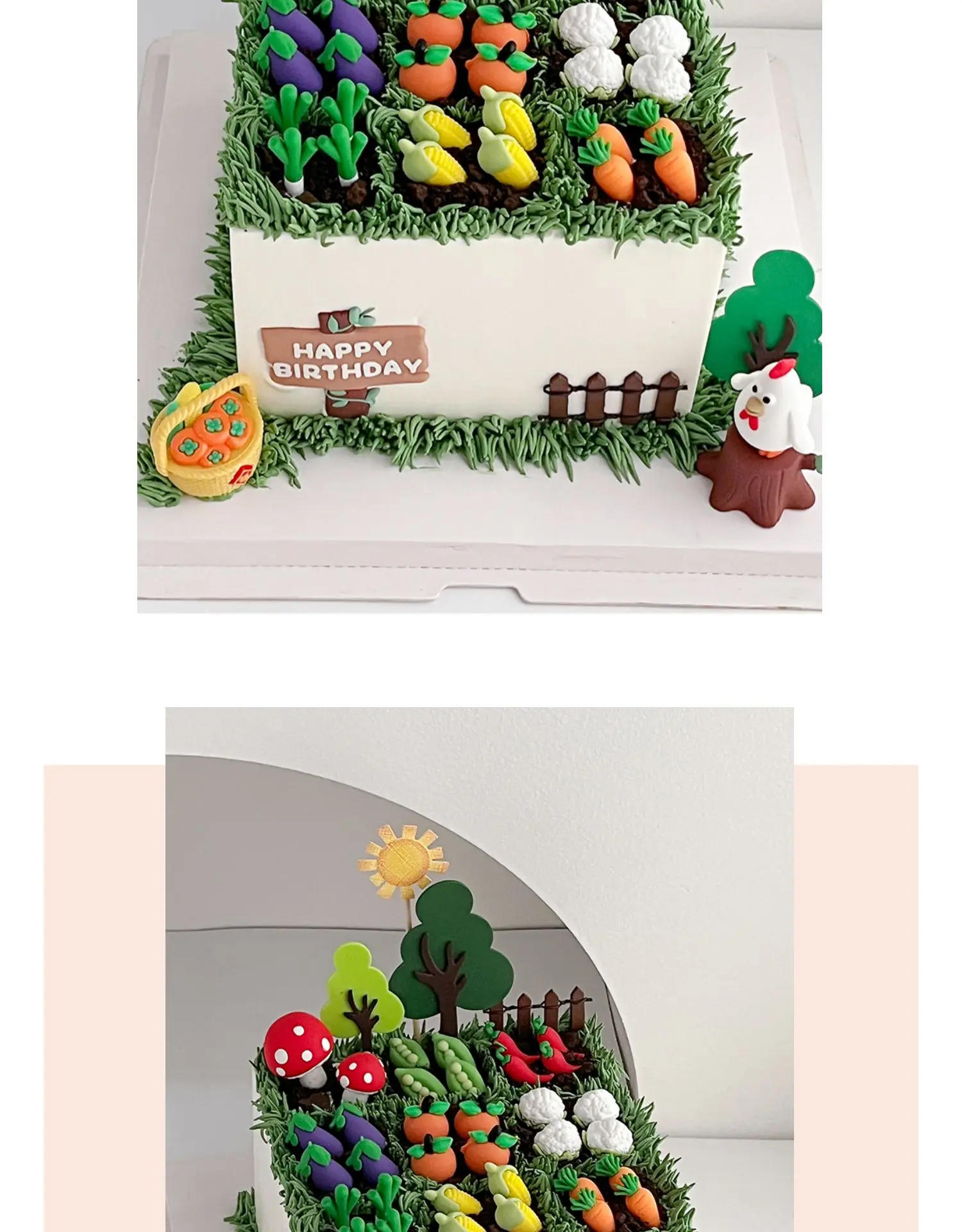 Description Picture 4 of itemCake Topper Pastoral Farm Life Lovely Small Vegetable Corn Carrot Mushroom Tree Kids Birthday Happy Party Cake Decoration