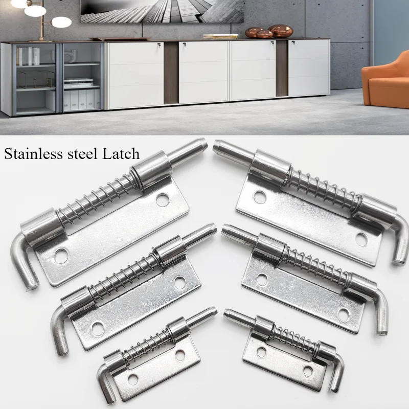 Description Picture 2 of itemStrong Spring Gate Door Latch Lock Pin Stainless Steel Garage Window Barn Cabinet Security Car Truck Safety Bolt Latches Outdoor