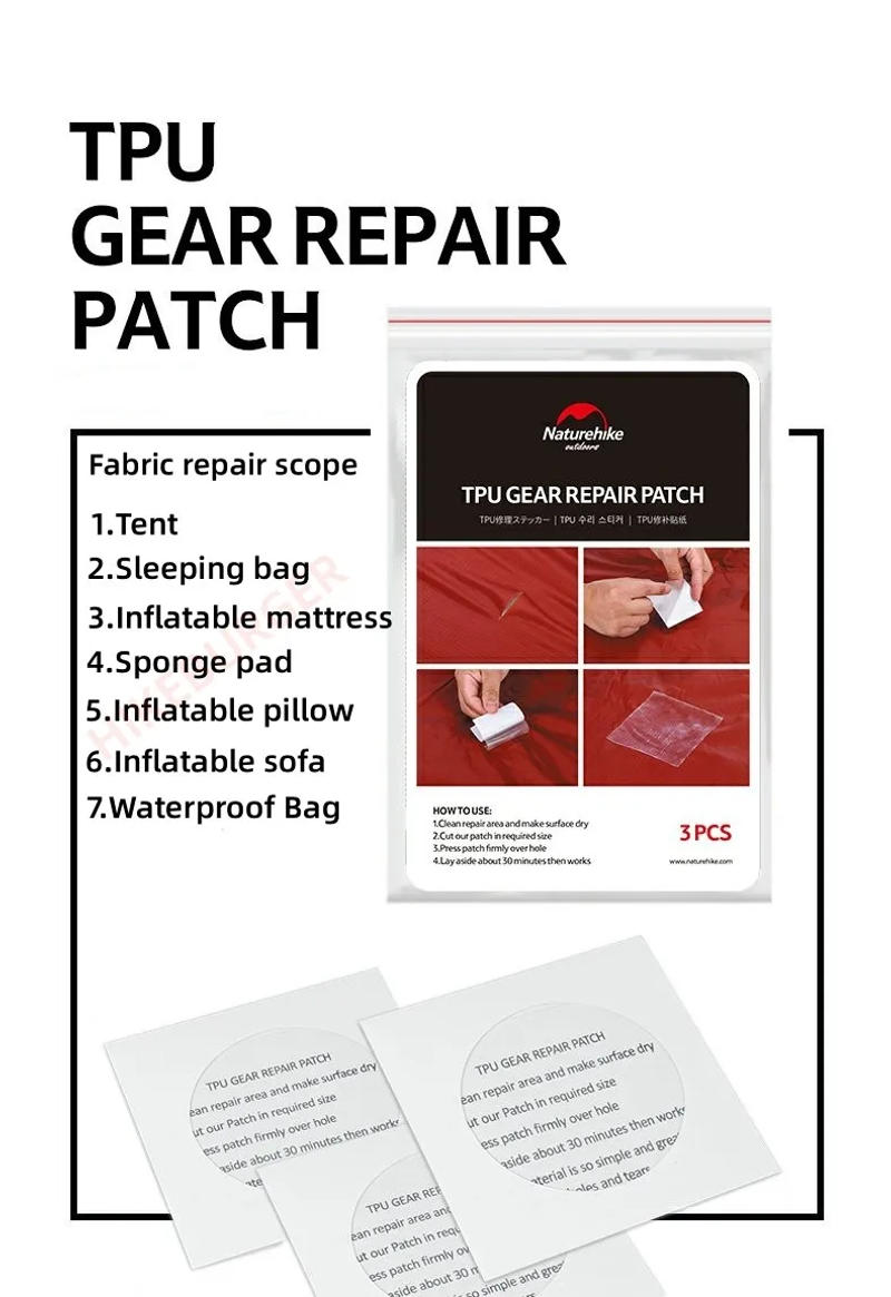 Description Picture 6 of itemNaturehike Outdoor Transparent Repair Patch Sleeping Bag Tent Inflatable Mattress Inflatable Pillow Waterproof Air Leakage Patch