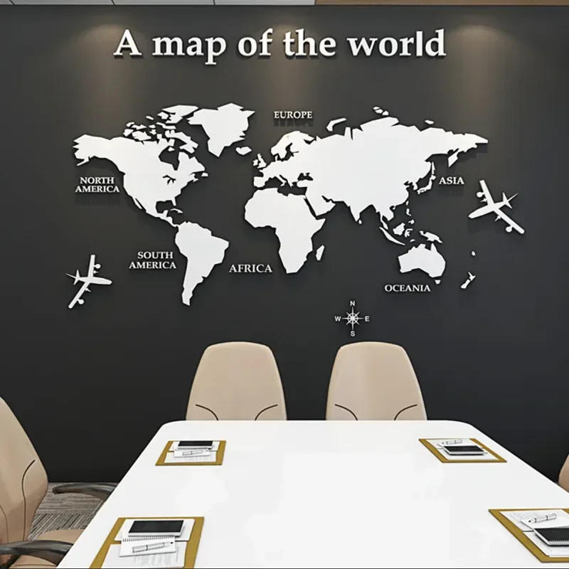 Description Picture 3 of itemWorld Map Wall 3D Acrylic Wall Stickers Three-dimensional Mirror Stickers Bedroom Office Background Wall Decoration Stickers
