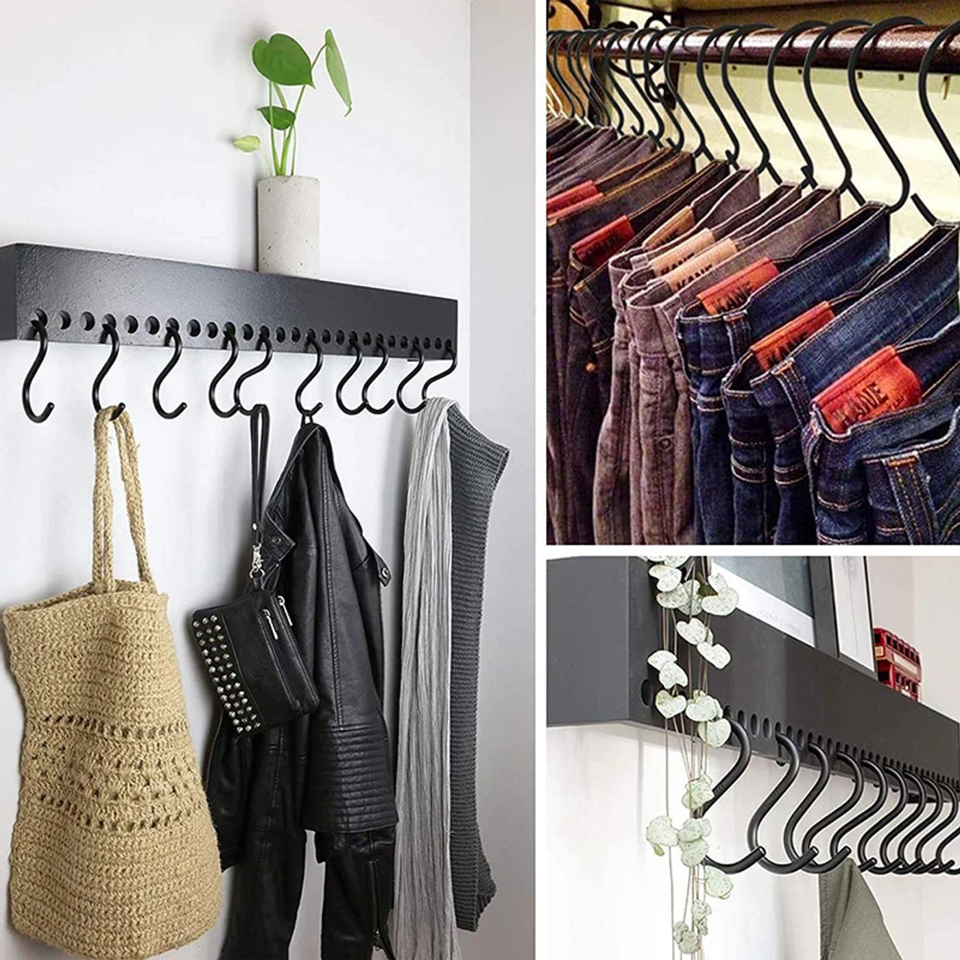 Description Picture 5 of item10PCS S-Shape Hooks Kitchen Bathroom Stainless Steel Multifunctional Hanging Rack Clothes Bag Towels Plants Hanger Storage Hold