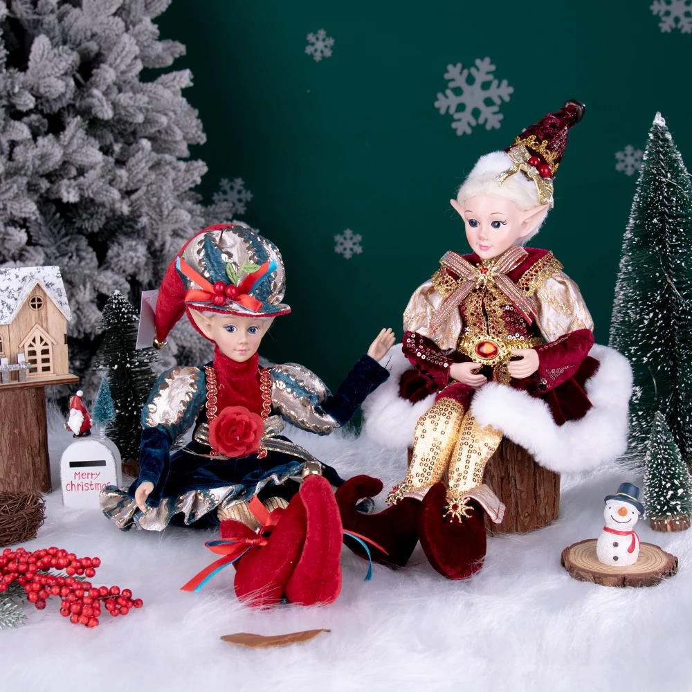 Description Picture 5 of itemSitting Elf Doll Party Holiday Gift Elf Doll With Hat Christmas Decoration Doll Bendable 2024 New Year Navidad Home Decor