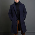 Warm and Comfortable Black Trench Coat for Men  Long Sleeve Single Breasted Overcoat  Perfect for Fall and Winter