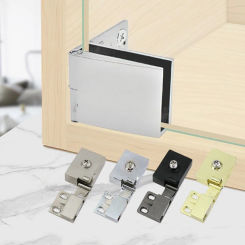 Zinc Alloy Glass Door Hinge Self-closing Side Mounted Frameless Clamp Hardware No Drilling Cabinet Door Hinge Wardrobe Cupboard