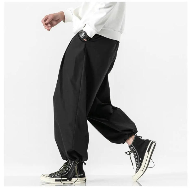 Description Picture 6 of itemNew Design Drawstring Harem Pants Men Baggy Jogging Pants Japanese Style Male Crotch Wide Leg Pants Casual Loose Trousers