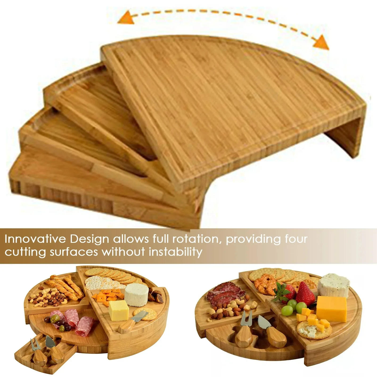 Description Picture 3 of item1Set Cheese Board Cutlery Cutter Set with Slide Out Drawer Cooking Tools Slicer Fork Scoops Cut Kitchen Storage