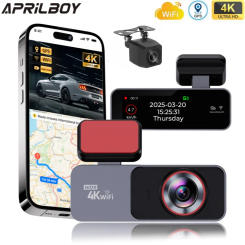 Aprilboy 4K Dash Cam Car DVR Support WIFI GPS 4K Front And 1080P Rear Rear Camera Dual Len Night Vision Video Recorder Black Box