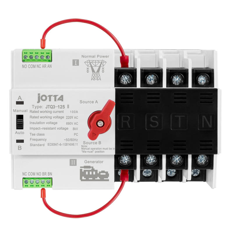 Description Picture 4 of itemJotta ATS 100A 220V ATS Generator/PV Automatic Transfer Switch Electrical Selector Switches Dual Power Switch Din Rail Mounted
