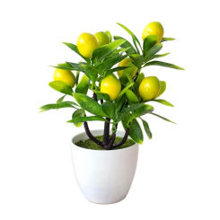 1pc Plastic Artificial Lemon Tree Simulated Bonsai Potted Plants Fake Plants Home Decor Garden Decor Outdoor Yard Decor