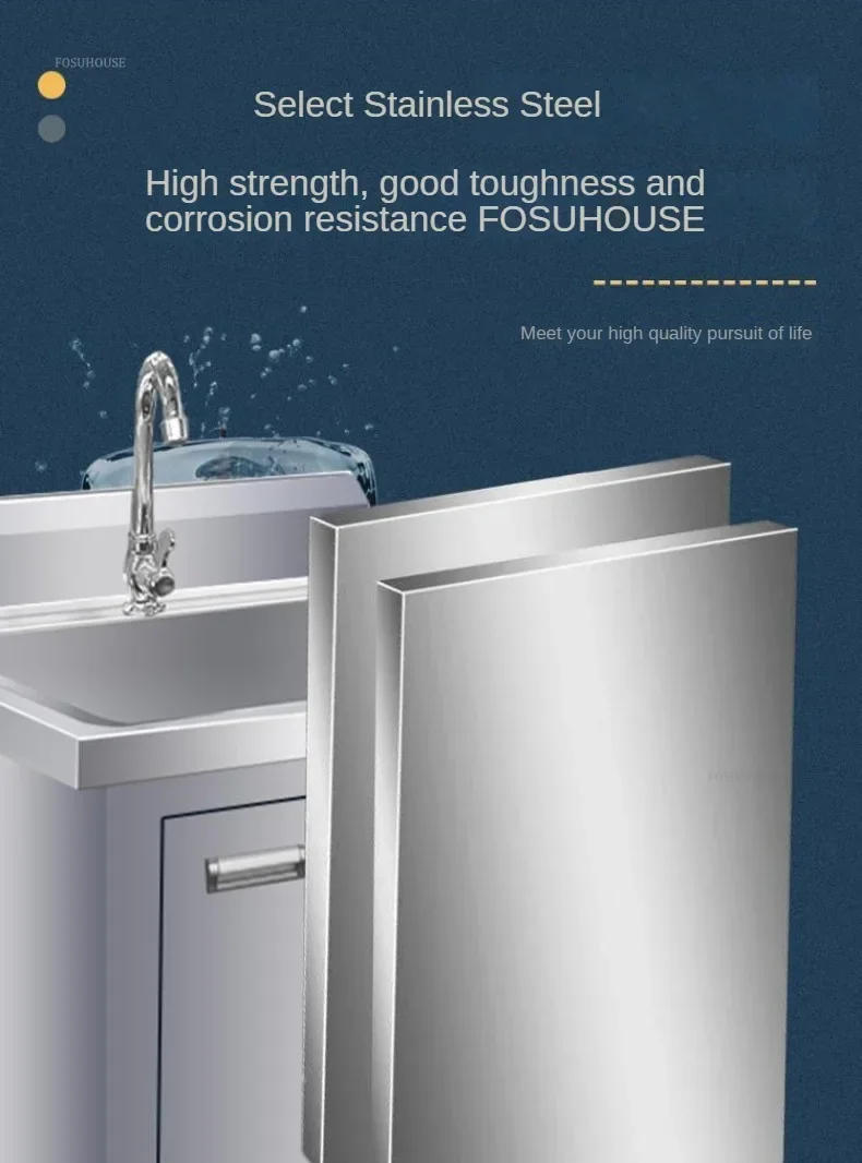 Description Picture 6 of itemModern Minimalist Kitchen Sinks for Outdoor Cabinet Storage with Operating Table Sinks Commercial Metal Sink for Dining Room