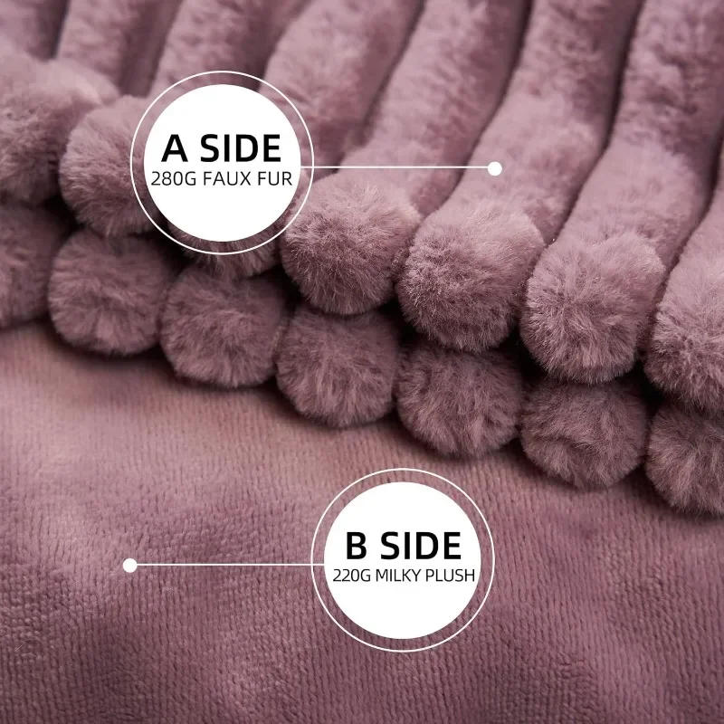 Description Picture 4 of itemElectric Blanket Heated Throw  Ribbed Faux Fur Heated Blanket with 4 Heating Level & 3 Hour Auto Off Heating Blanket