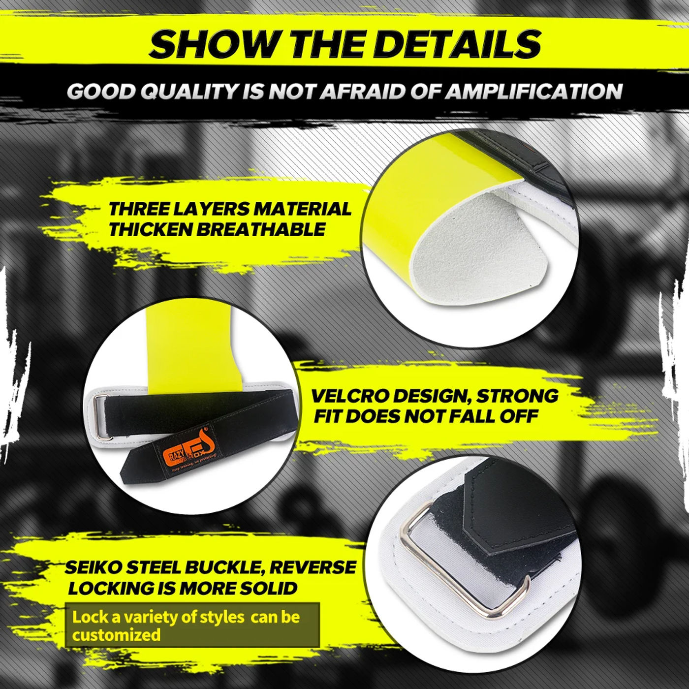 Description Picture 6 of itemWeight Lifting Grips Heavy Duty Straps Alternative Power Lifting Hooks for Deadlifts Neoprene Padded Wrist Support Calleras