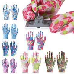 2PCS Breathable Women Garden Gloves Printed Pink Nylon Work Non-Slip Household Labor Protection Gloves For Mechanic Construction