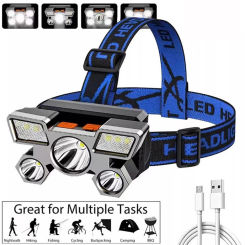 5 LED Head Flashlight Rechargeable for Fishing Led Headlamp Strong Light Camping Adventure Hunting Torch Hiking Front Lanterns