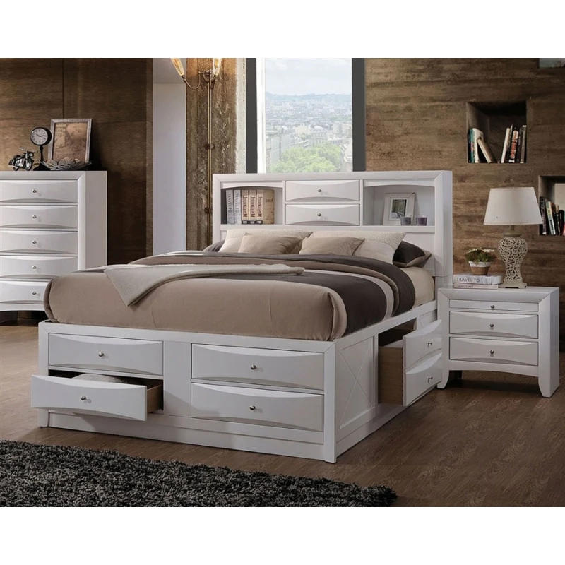 Description Picture 2 of itemWhite Ireland transitional bedroom collection Queen Bed /Mirror /Dresser / Nightstand / Chest / King Bed / Full Bed
