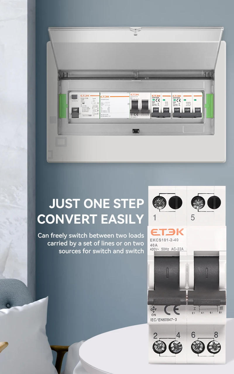 Description Picture 4 of itemETEK Din Rail MTS Dual Power Manual Transfer Switch Modular Changeover Switch Interlock Circuit Breaker1P 2P 4P 40A 230V EKCS101