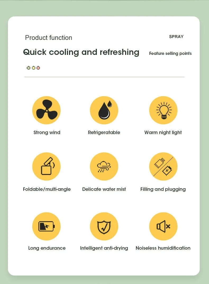 Description Picture 3 of item2024 Summer New Humidifier Spray Fan Portable USB Water-cooled Mini Desktop Household Appliances Water Mist Fan with LED Light