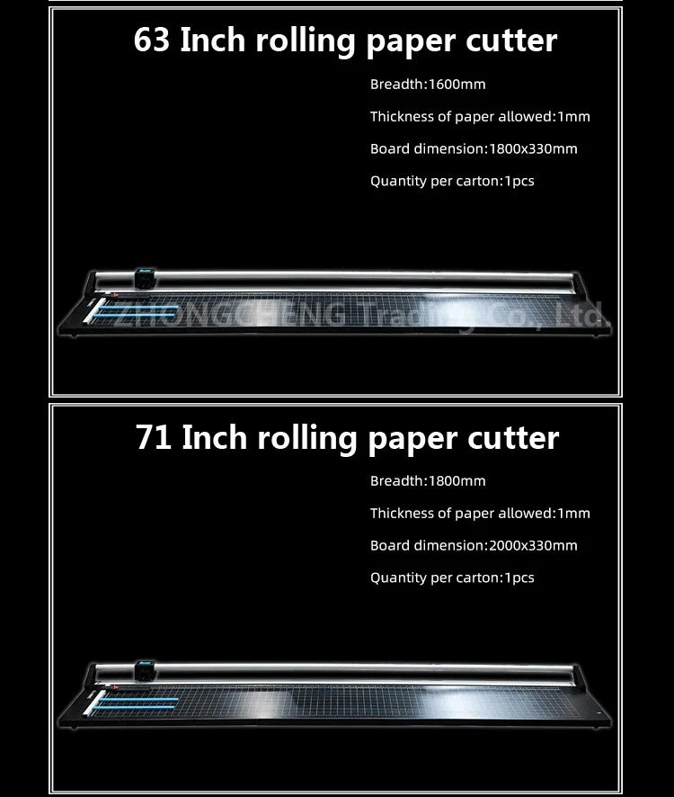 Description Picture 5 of item71 inch Rolling Paper Cutter Paper Trimmer Manual Paper Cutting paper cutt1 meter 8 paper cutter iron plate
