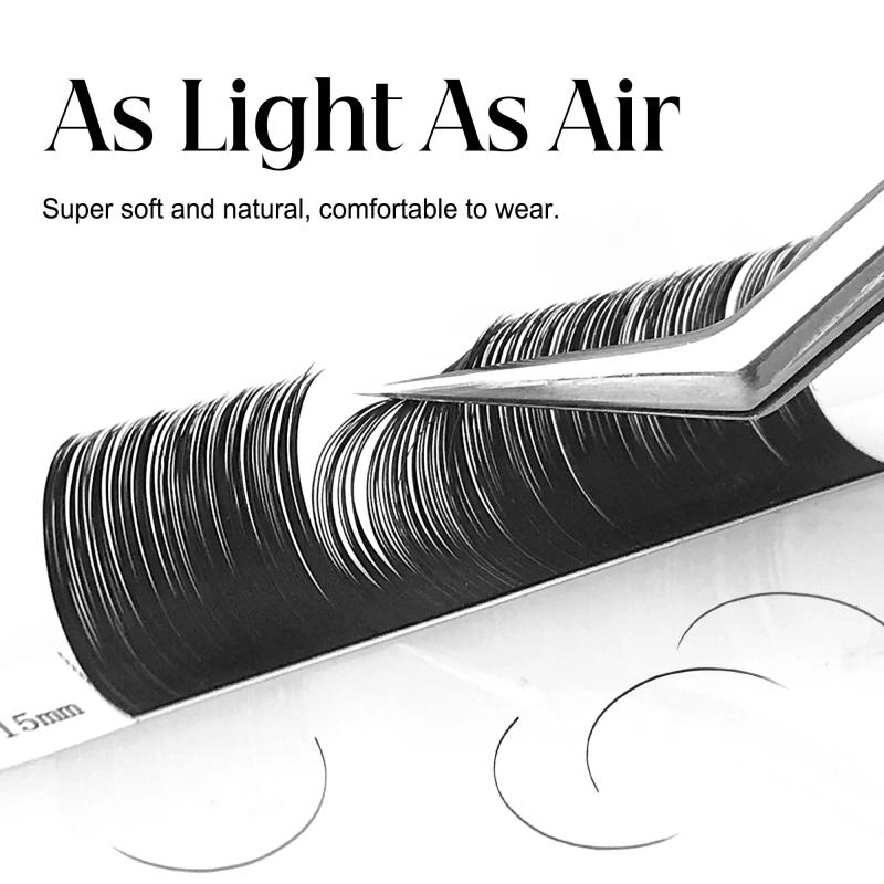 Description Picture 4 of itemMix-8-15mm Matte Grey Black Flat Ellipse Eyelash Extension Lasting Blooming Lashes Split Tips Premium False Mink Classic Lash