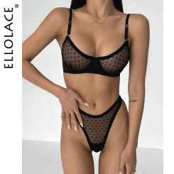 Ellolace Polka Dot Lingerie See-Through Exotic Sets Lace Underwear Porn Fantasy Intimate Transparent Naked Fancy Erotic Costume