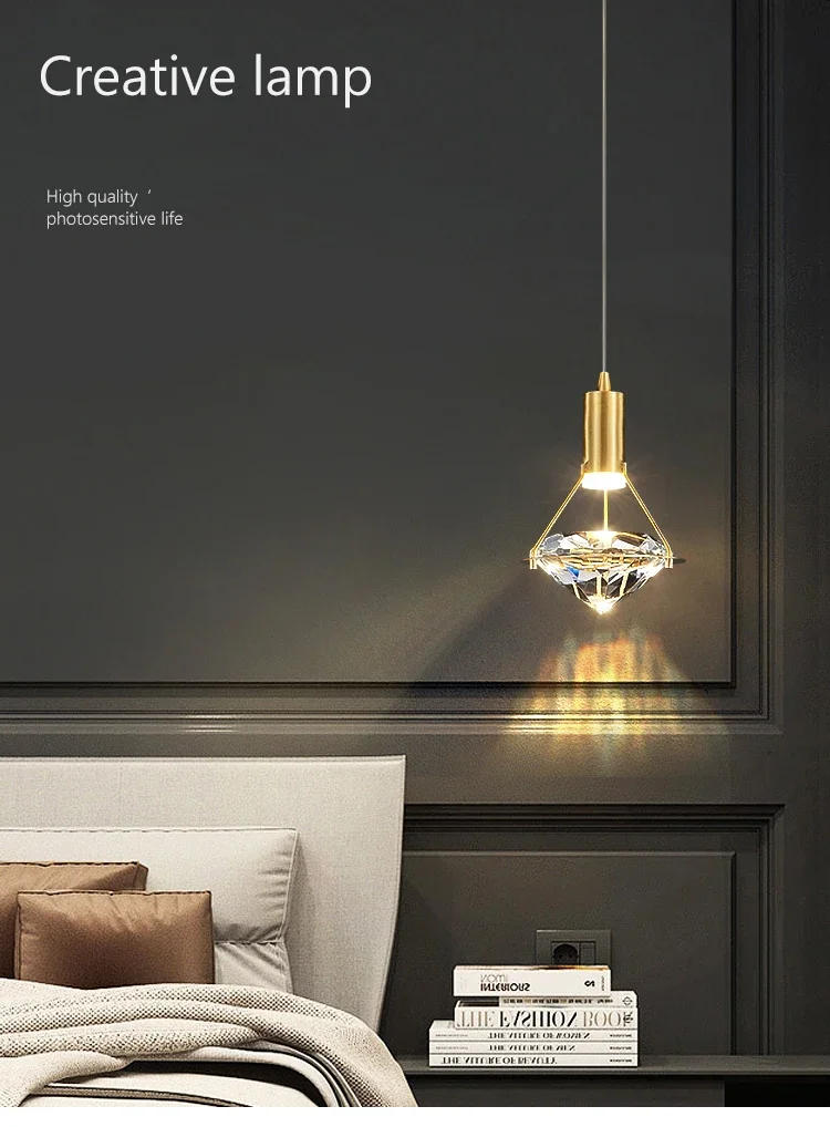 Description Picture 4 of itemModern LED Pendant Lights Crystal for Living Dining Room Kitchen Restauratn Bar Decor Hanging Chandeliers Suspension Lustre Lamp