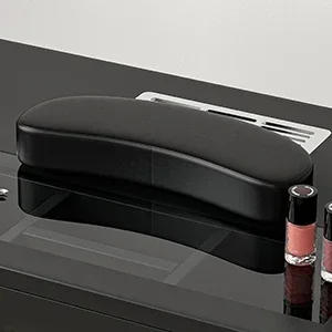 Description Picture 2 of itemManicure Table Nail Station for Nail Tech, Glass Top Nail Table Acetone Resistant w/Dust Collector, 7 Drawers & 3-Tier Shelves