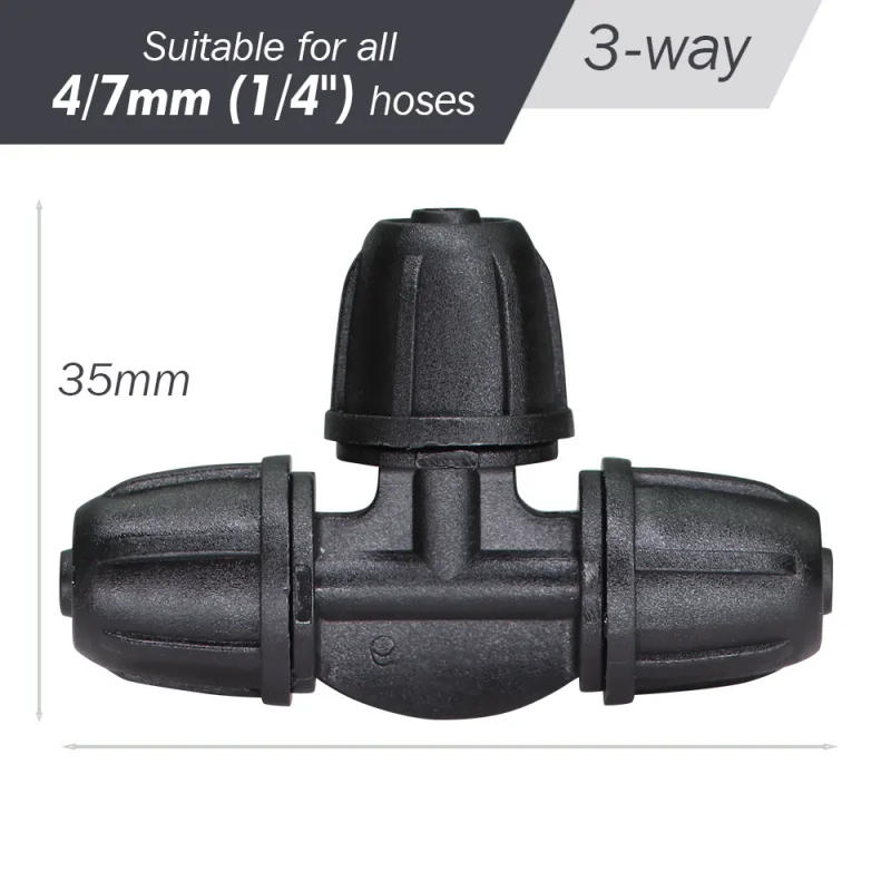 Description Picture 4 of item30PCS Garden 4/7mm Hose Lock Tee 1/4" 3-Way Connectors Greenhouse Plants Drip Irrigation Joint for Watering Tube Fitting Adapter