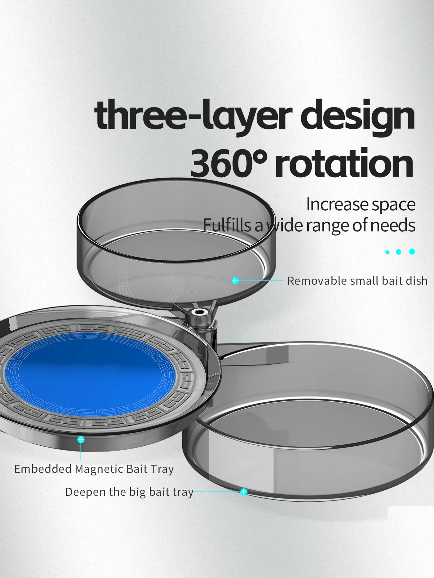 Description Picture 5 of itemFish Bowl Bait Plate 3in1 Bait Tray Basin Fish Food Box Bowl Strong Full Magnetic Lure Storage Box Fishing Accessories