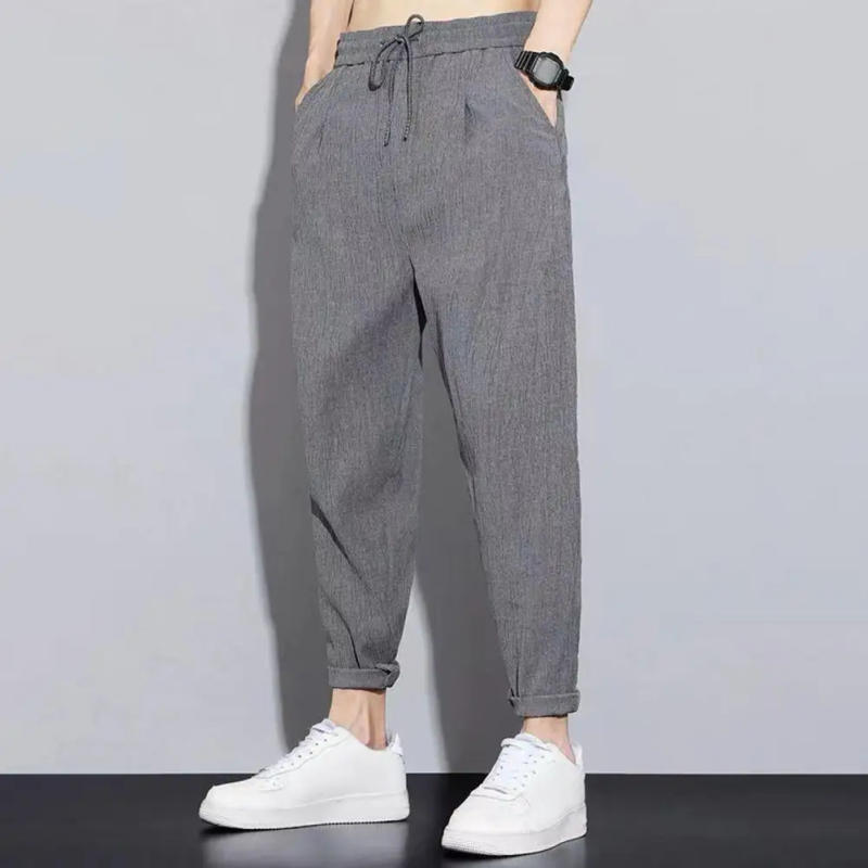 Description Picture 2 of itemMen Drawstring Pants Men's Quick-drying Harem Pants with Elastic Waist Ankle-banded Design for Gym Training Jogging Lightweight