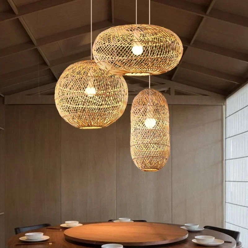 Description Picture 4 of itemRattan Pendant Bedroom Living Room Kitchen Lamp Hand Weaving Bamboo Art Lamp Lighting Pendant Lamp Lamps for Bedroom