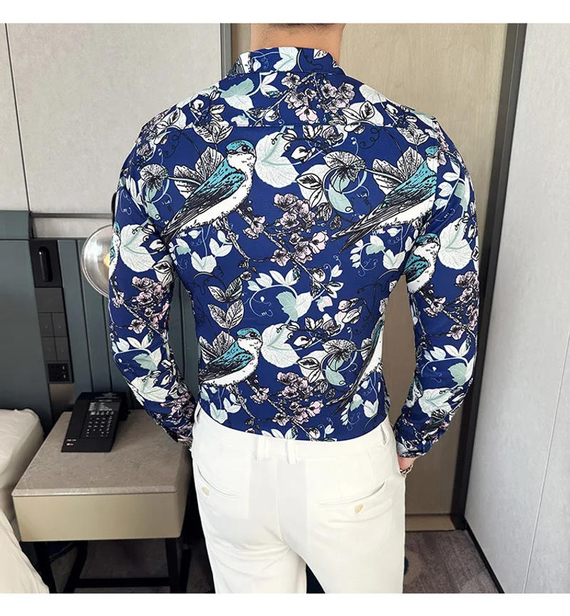 Description Picture 5 of itemMen's Luxury Design Dress Shirt Long Sleeve Button Down Printed Shirt for Party Prom Wedding Shirt For Men