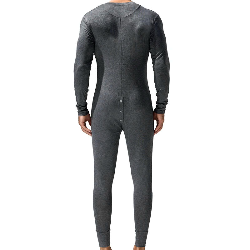 Description Picture 5 of itemMens Undershirts Onesies Sleepwear Long Sleeve Button Causal Jumpsuits Leggings Wrestling Singlets Bodysuits Leotard One-piece