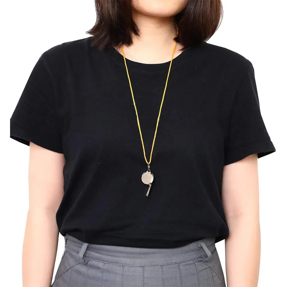 Description Picture 4 of itemMetal Whistle with Rope Professional Soccer Referee Extra Loud Whistle for Football Basketball Sports Training Outdoor Survival