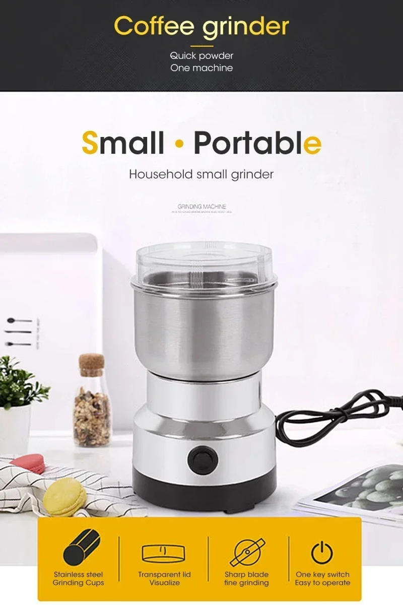 Description Picture 3 of itemFood Coffee Grinder Electric Portabl Household Pepper Legumes Bean Grinding Machine Stainless Kitchen Grain Chopper Tool