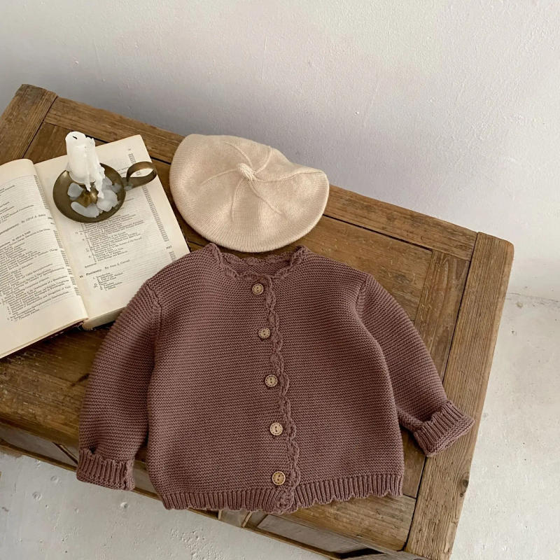 Description Picture 4 of item2024 Autumn New Baby Long Sleeve Sweater Coat Boys Girls O-neck Cardigan Jacket Infant Toddler Solid Versatile Knitted Clothes