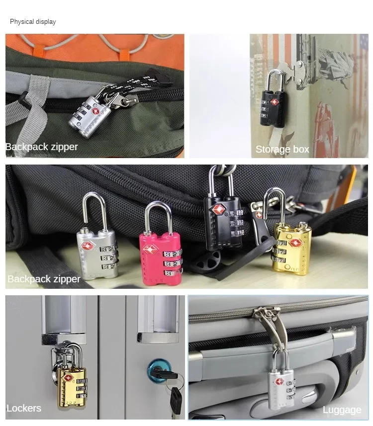 Description Picture 4 of itemNew TSA Customs Colorful Code Lock for Travel Luggage Password Changeable Lock Contrast Color Design Padlock Cabinet Locker