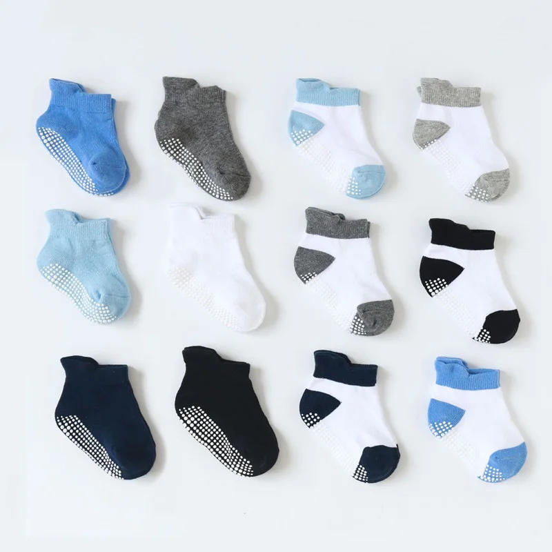 Description Picture 3 of item6Pairs Baby's Non-slip Floor Socks For Toddler Kids Boys Indoor Activities Learn To Walk Ankle Socks
