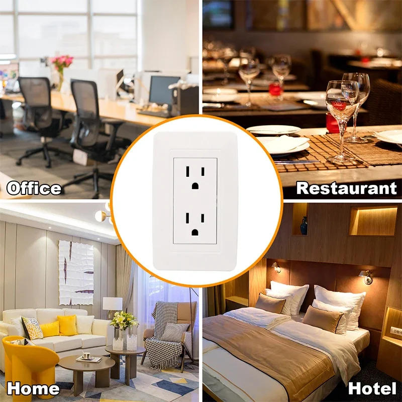 Description Picture 5 of itemBingoelec Electrical Wall Outlet White,118*72mmFlame Retardant Protective Plastic Panels US Standard Wall Electrical Sockets